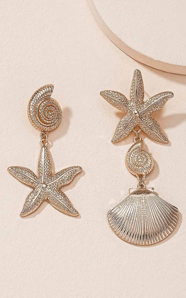 Ariel Babe Starfish & Shell Drop Earrings