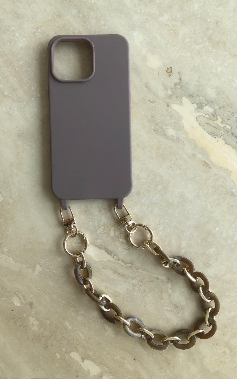 Taupe iPhone Case Cover & Acrylic Strap Phone Accessories