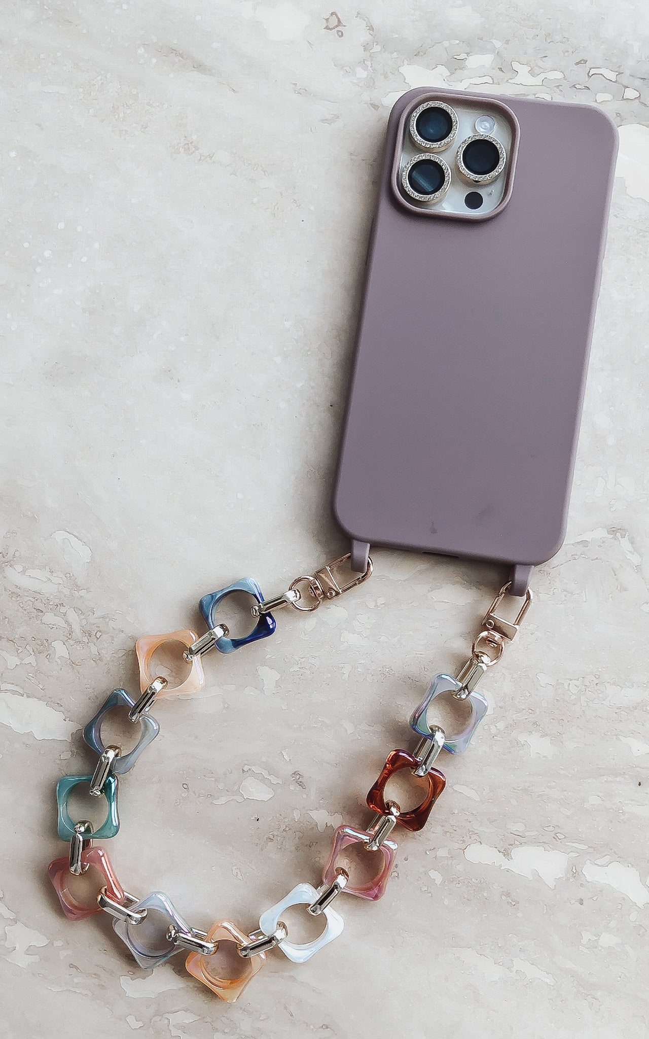 Taupe iPhone Case Acrylic Colourful Strap Phone – OF MAGUIE