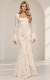 Delicately Dangerous Lace Bell Sleeve Knot Detail  Mermaid Dress – Alabaster