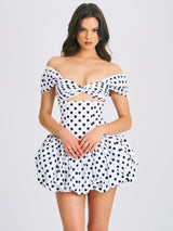 Umika Polka Dot Print Bubble Hem Mini Dress