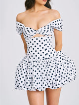 Umika Polka Dot Print Bubble Hem Mini Dress