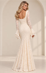 Delicately Dangerous Lace Bell Sleeve Knot Detail  Mermaid Dress – Alabaster