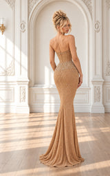Diamond Heiress Premium Crystal Embellished Corset Maxi Dress – Honey