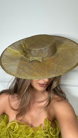 British Heritage Boater Fascinator Hat – Chartreuse