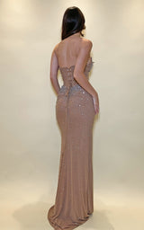 Diamond Heiress Rhinestones Embellished Corset Maxi Dress – Mocha Mousse