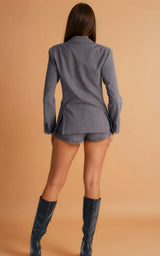 Boss Baddie Romper and Blazer 2 Piece Set – Grey