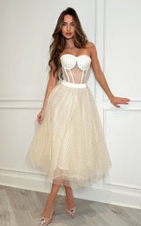 Summer Society – Ivory Tulle Polka Dot Corset Skirt Set