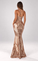 The Estate Guest Rose Gold Sequin Mermaid Style Wedding Guest Gown