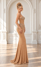 Diamond Heiress Premium Crystal Embellished Corset Maxi Dress – Honey