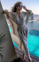 Modest Society – Ostrich Feather Trim & Rhinestone Embellished Luxury Abaya MADE TO ORDER