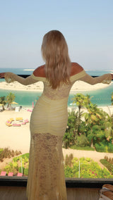 Ready for Sunsets – Butter Yellow Off-the-Shoulder Mermaid Midi Dress
