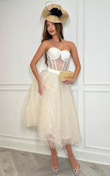 Summer Society – Ivory Tulle Polka Dot Corset Skirt Set