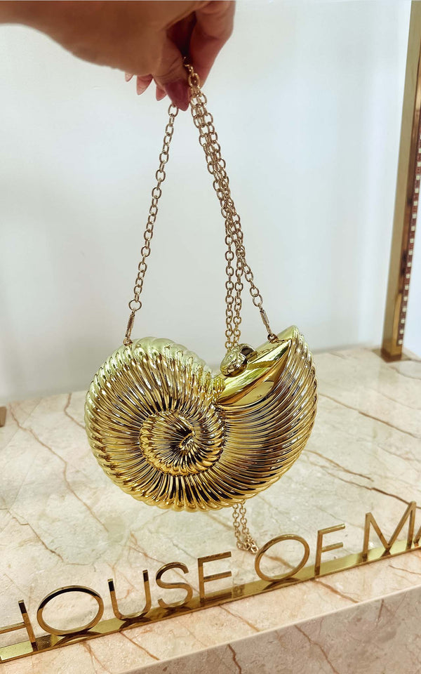 Seashell Iconic Clutch Bag Acrylic Gold