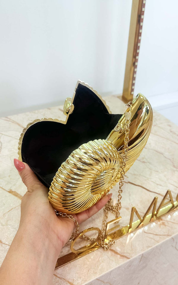 Seashell Iconic Clutch Bag Acrylic Gold