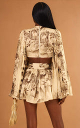 Golden Hour Palms Bell Sleeve Palm Print Playsuit