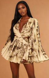 Golden Hour Palms Bell Sleeve Palm Print Playsuit