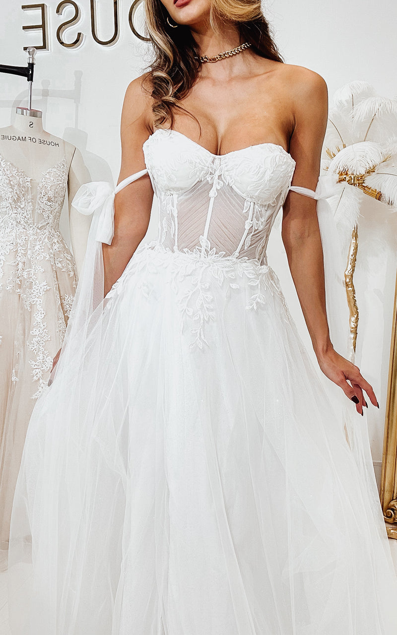 Corset Sheer Lace Bodice Bridal Dress Sottero and Midgley Walker | Dimitra  Designs