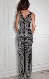 Awards Winner Black Crystal Embellished Maxi Dress