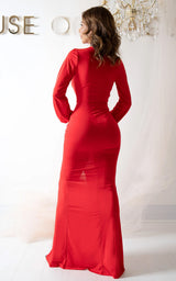 black tie maxi dress red long sleeve ruched waist figure enhancing dress red