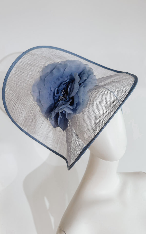 Charlotte Blue Asymmetric Large Flower Fascinator