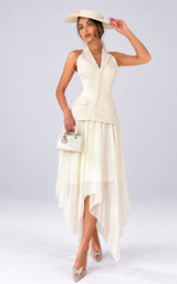 Lunch at the Estate Butter Yellow V-Neck Pleated Maxi Dress