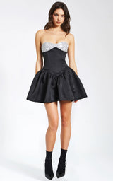 Silvia Black Crystal Bustier A-Line Mini Dress