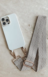 Cream iPhone Case Cover & Textured Beige Strap Phone Accessories