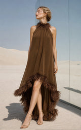 Luxury hi low dress editorial fashion look