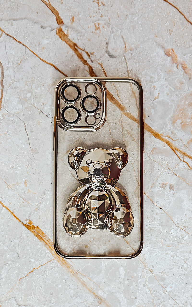 Gold Teddy Bear Transparent Phone Case Cover