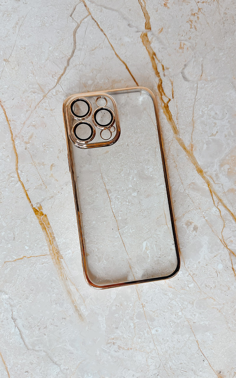 Gold Frame Transparent Iphone Case Cover