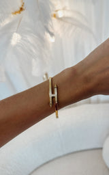18K Gold Plated Waterproof Zircon Diamond Bangle Bracelet