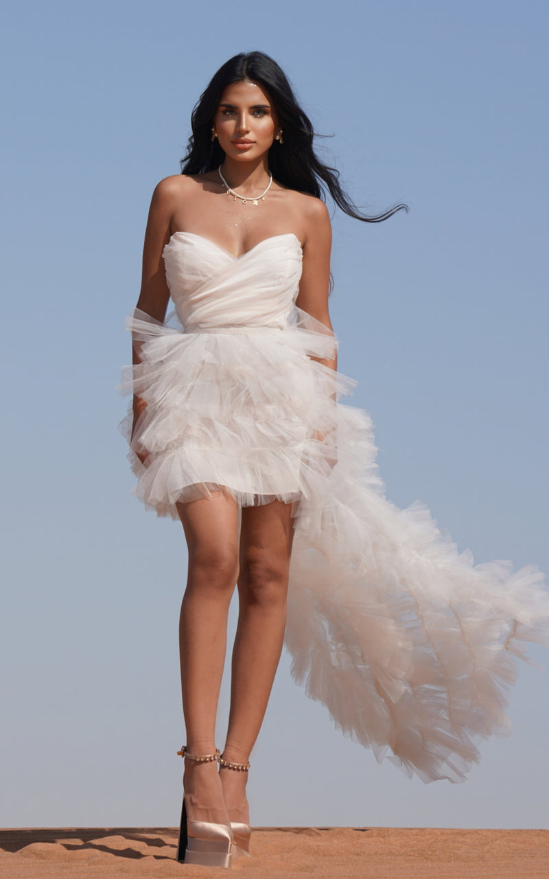 Birthday Belle Pink Champagne High Low Layered Tulle Party Dress – HOUSE OF MAGUIE