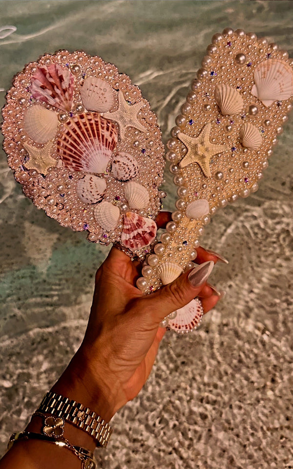 Mermaid Mood Handmade Shell & Pearl Embellished Mermaid Hair Brush