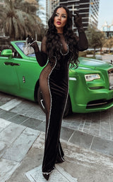velvet maxi dress  VELVET DRESS  summer occasion maxi dresses  summer maxi dresses  sheer black dress  NEW IN  NEW DRESSES  NEW ARRIVALS  NEW ARRIVAL  MAXI/GOWN  maxi dresses  MAXI DRESS  crystal embellished dress  CRYSTAL  black velvet dress  best crystal dresses