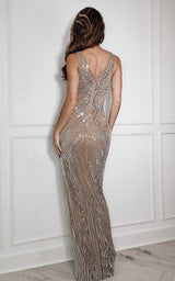 Awards Winner Nude Crystal Embellished Maxi Dress