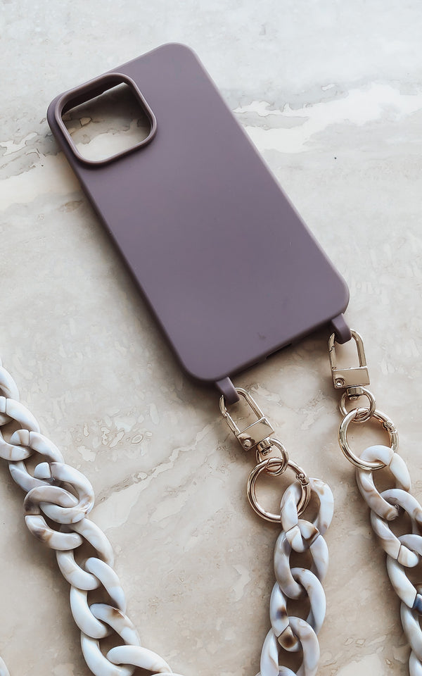 Taupe iPhone Case Cover & Acrylic Lanyard Strap Phone Accessories