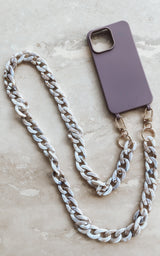 Taupe iPhone Case Cover & Acrylic Lanyard Strap Phone Accessories