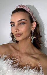 Primadonna Pink Tweed & Pearl Hair Accessories Headband