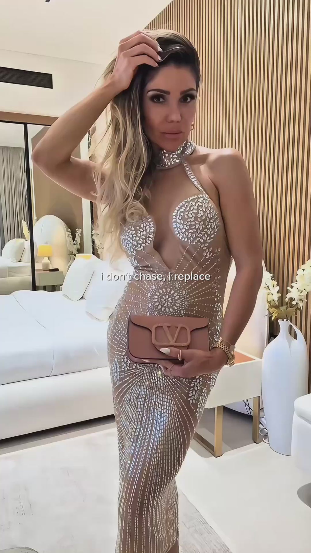 Rhinestones Embellished Midi Dress 