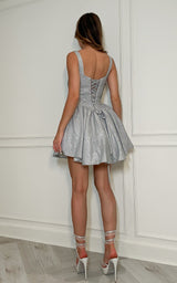 Silver Glitter Corset Style Skater Mini Dress