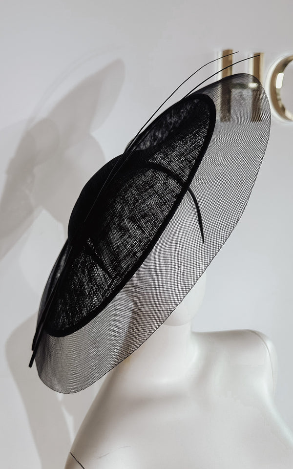 Kate Black Flat Headband Side Fascinator