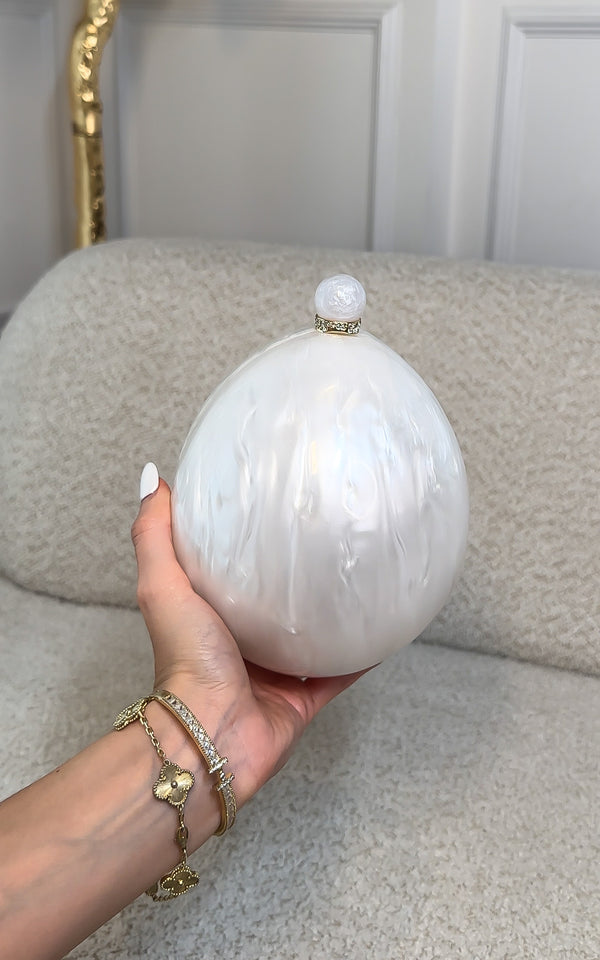 Marée White Acrylic Egg Shape Clutch Party Bag