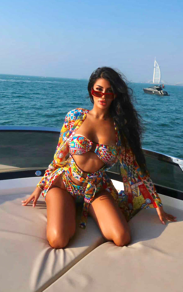 Meet me in Capri Italian Majolica Print Swimsuit & Cover Set
