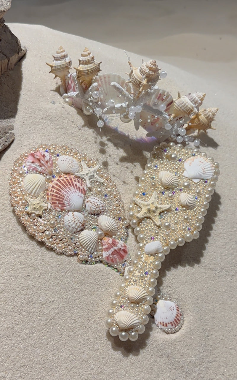 Mermaid Mood Handmade Shell & Pearl Embellished Mermaid Hair Brush