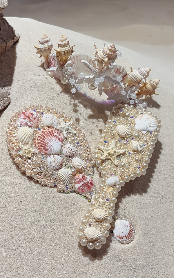 Mermaid Mood Handmade Shell Embellished Mermaid Hand Mirror