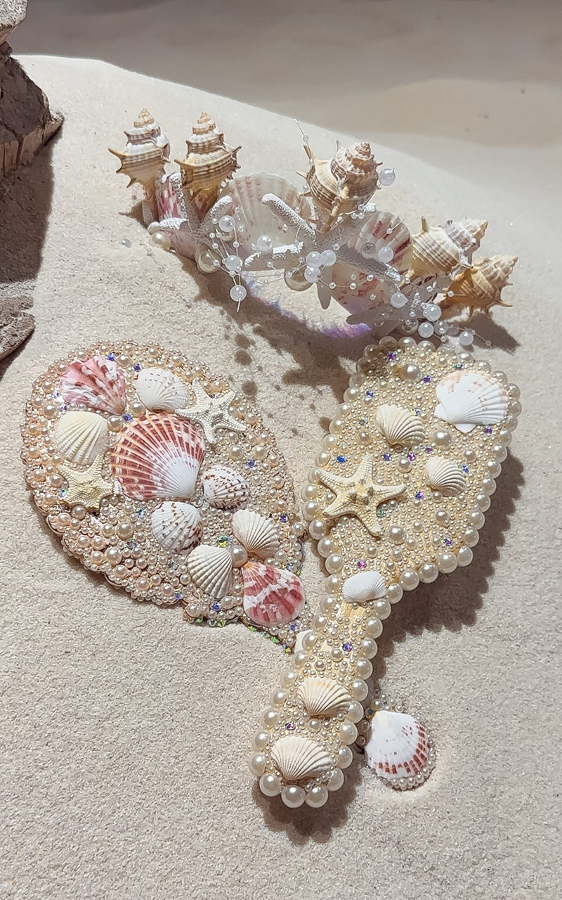 Mermaid Mood Handmade Shell Embellished Mermaid Hand Mirror