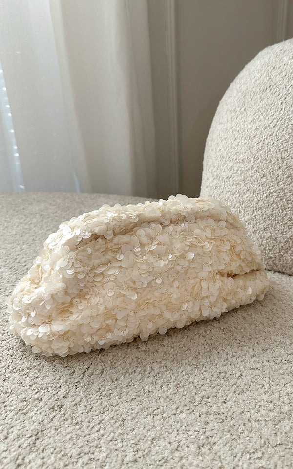 Seafoam Ivory Sequin Pouch Bag