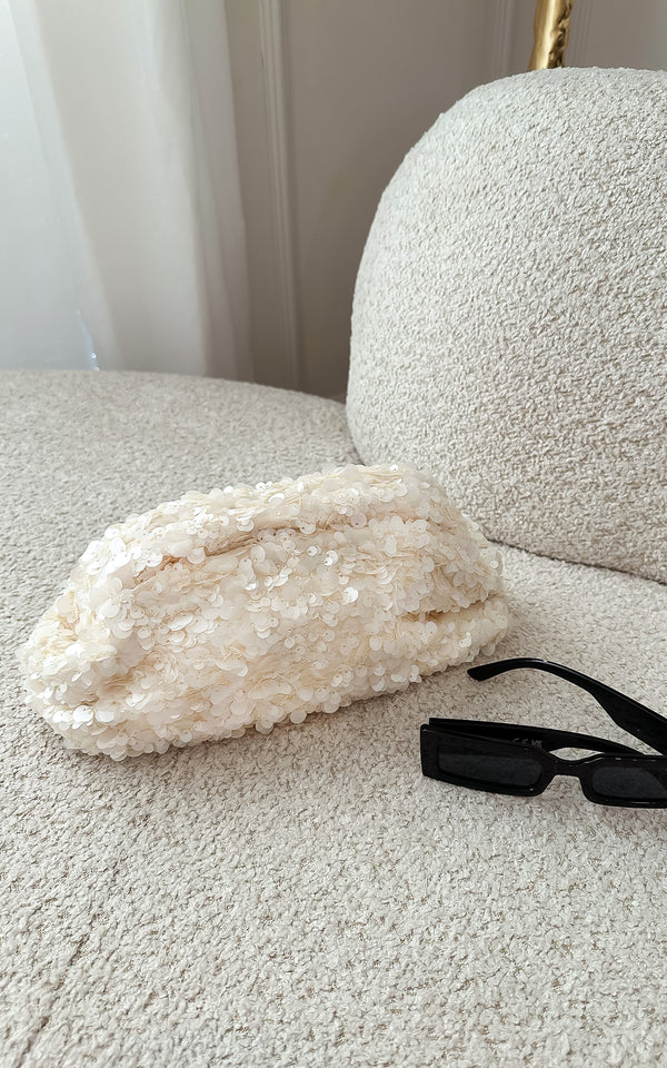 Seafoam Ivory Sequin Pouch Bag