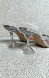 Crystalia Round Crystal Encrusted Perspex Sling-Back Heels
